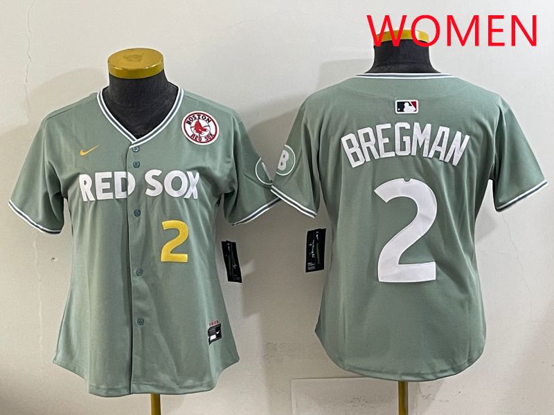 Women 2025 Boston Red Sox 2 Bregman Green Joint Name Nike MLB Jersey style 6